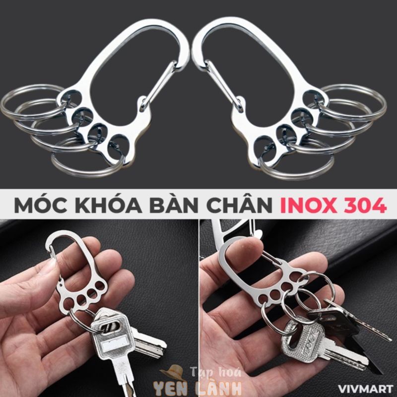 ✅ Móc Khóa Inox 304 Hình Bàn Chân – Móc Khóa Cài Thắt Lưng Cao Cấp – Móc khóa Ô tô Xe Máy