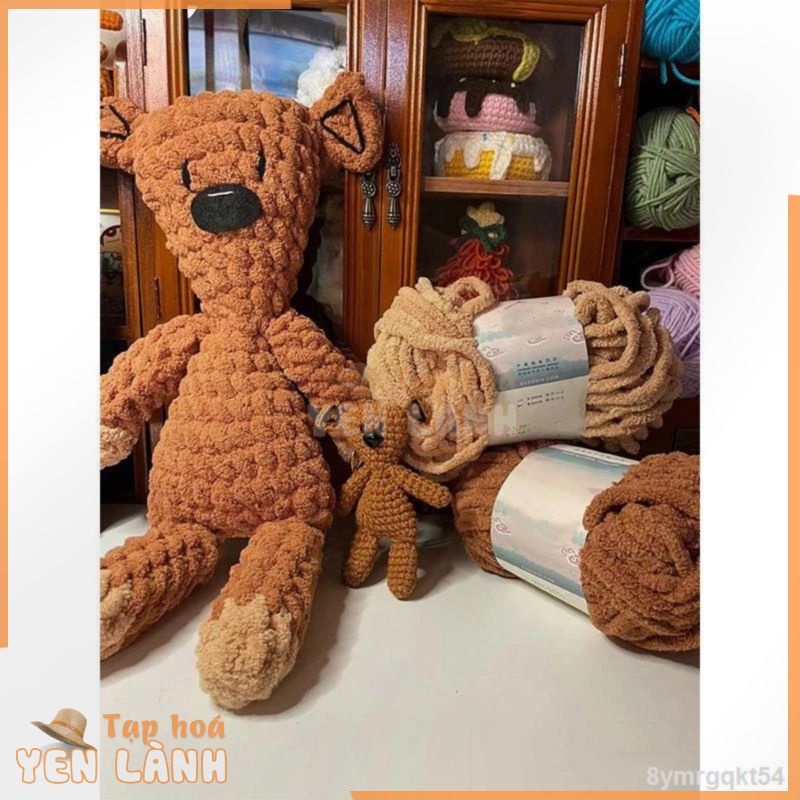 （Bộ vật liệu búp bê）Mr. Bean s bear đan tự làm chất liệu túi len dày handmade móc búp bê gấu +chart hướng dẫn