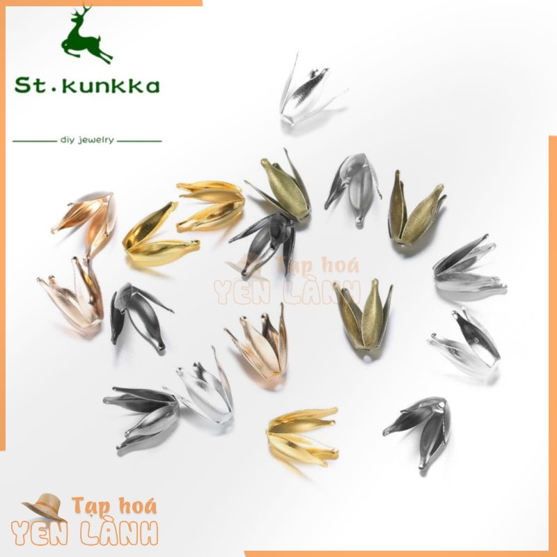 St.kunkka Hạt Cườm Kim Loại Hình Hoa Bằng Bạc / Vàng (100 Chiếc)