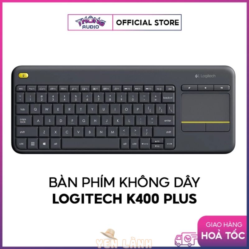 Bàn phím không dây Logitech K400 Plus – có tích hợp bàn di chuột – Sử dụng được cho TV Sony/ HĐH Android – BH 1 năm