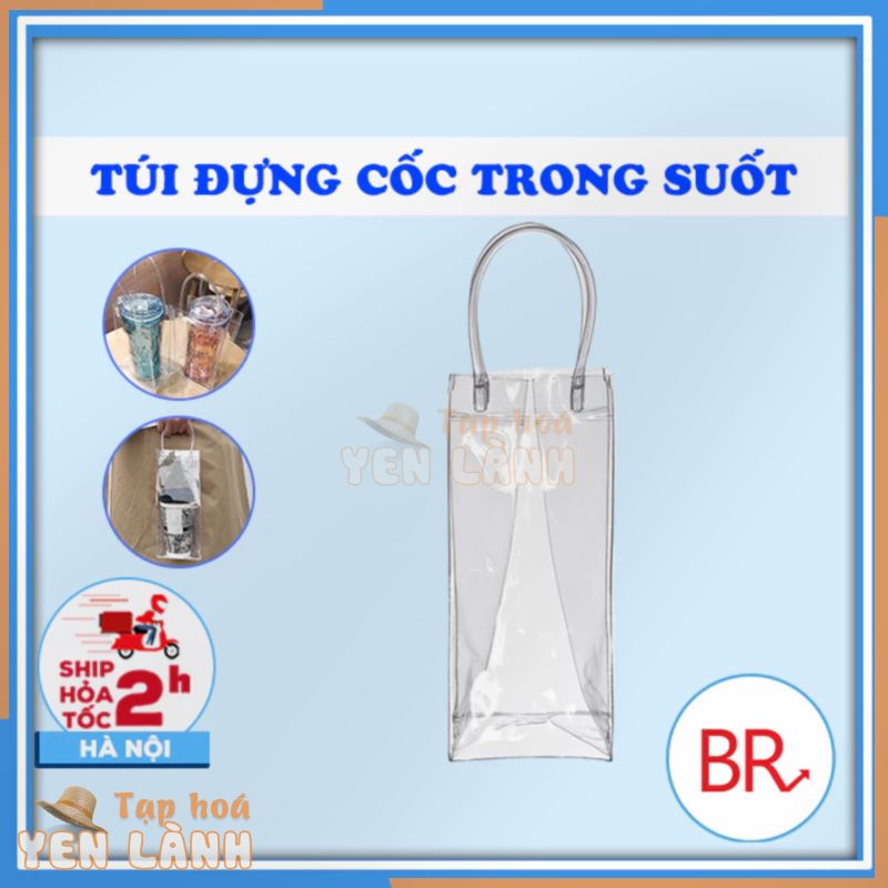 Combo 3 túi trong suốt đựng ly,cốc,bình giữ nhiệt có quai xách-Túi đựng đồ đa năng trong suốt đựng hoa, quà tặng 01875