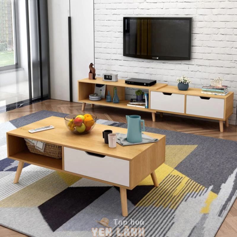 Combo Kệ tivi & Bàn trà IGA rút gọn thông minh thay đổi kích thước decor phòng khách kiểu Hàn- GP81+GP82