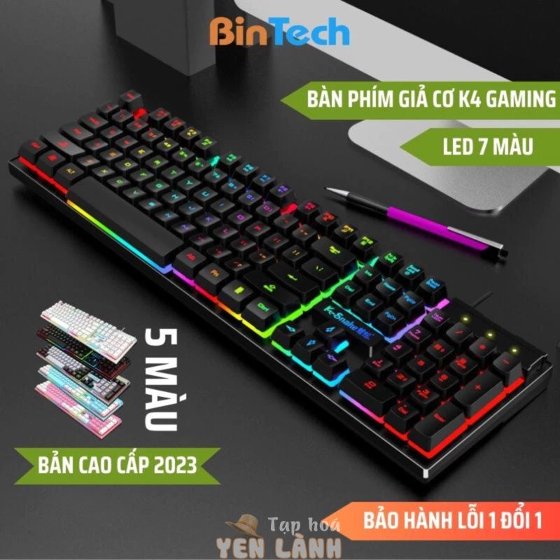 Combo Bàn Phím Giả Cơ Và Chuột Gaming PW1 Máy Tính Gaming LED 7 Màu K-Snak4 Có Dây, Chống Nước Chơi Game