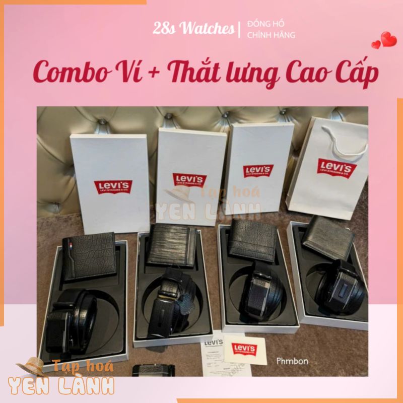 [Fullbox + Túi giấy] Combo Ví Da Thắt Lưng Nam LEVIS Hàng Loại 1 Cao Cấp, Set Quà Tặng Nam Sang Trọng