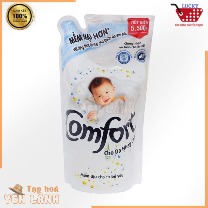 Nước Xả Vải Comfort Túi 800ml cho da nhạy cảm thơm làm mềm sợi vải