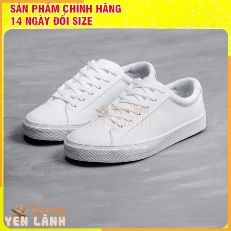 Giày Cặp Đôi Couple Nam Nữ Sneaker Da Cao Cấp Full Trắng Đơn Giản Sang Trọng D20 WHITE-WOW Giày Da Bò Nappa