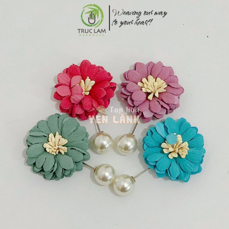 Phụ Kiện Ghim Cài Áo Nữ Bông Hoa Cúc Trúc Lâm Handmade