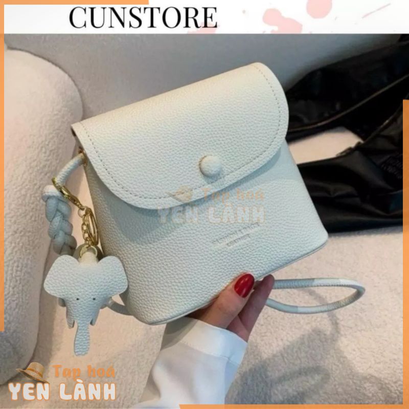 Túi Xách Nữ Cunstore Nắp Gập Cúc Hạt Da Pu Mềm Đeo Chéo Đeo Vai Để Điện Thoại Đi Chơi Đi Làm Đi Học Túi Voi