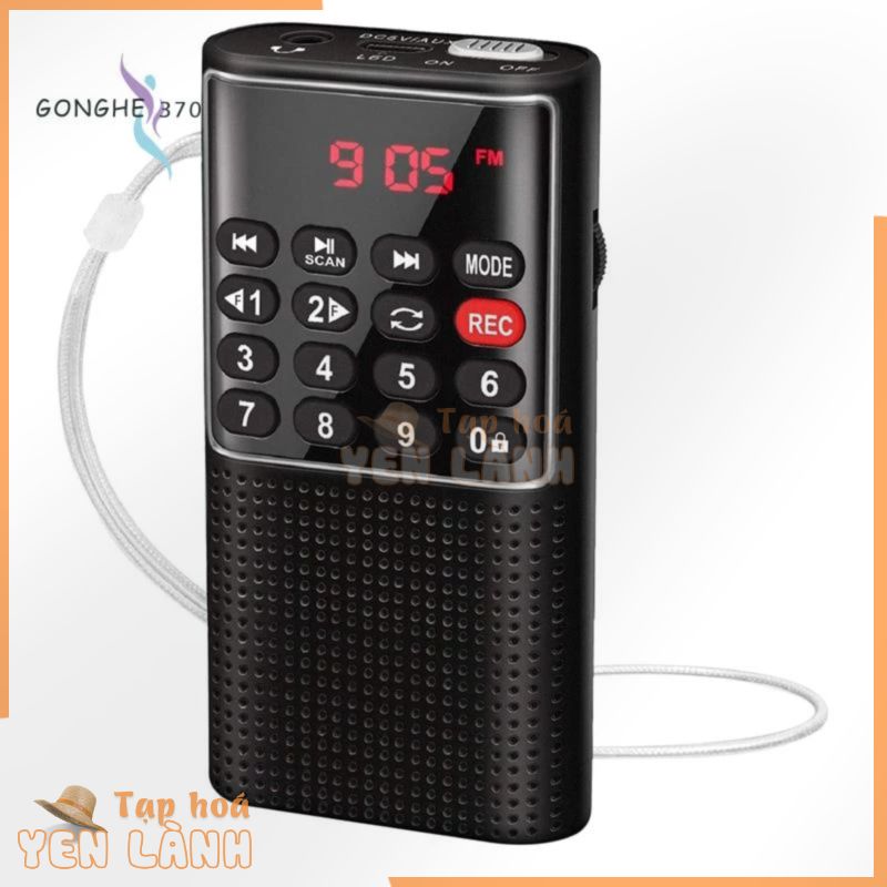 Đài radio Walkman FM bỏ túi sử dụng pin nhỏ gọn có thể ghi âm/phím khóa/phát thẻ SD sạc lại được