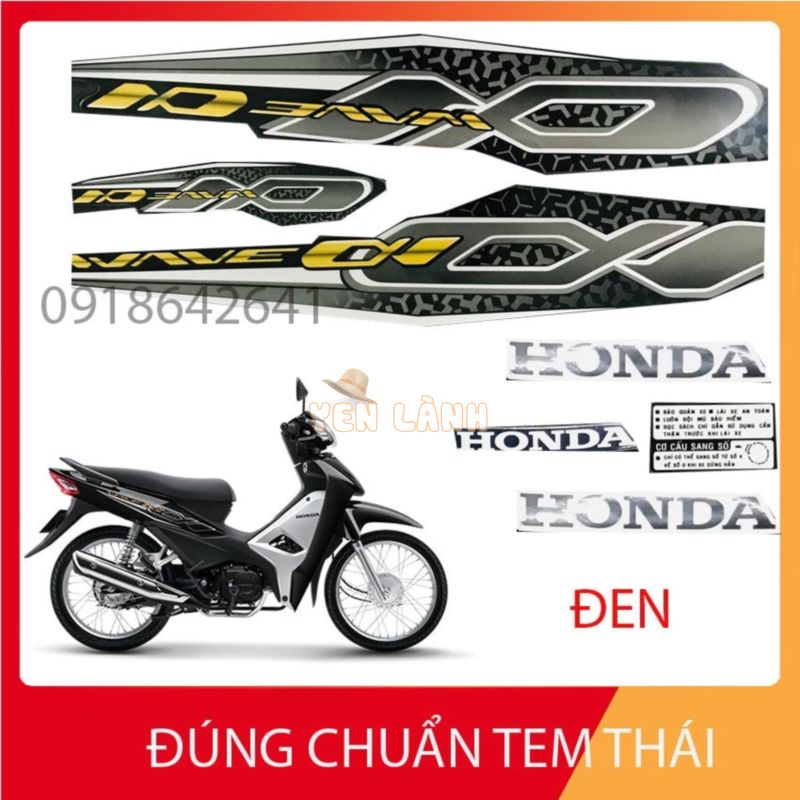 [CHUẨN TEM THÁI] BỘ TEM 3 LỚP DÁN FULL XE HÀNG XỊN CHO WAVE ANPHA ĐỜI 2019 – MÀU ĐEN