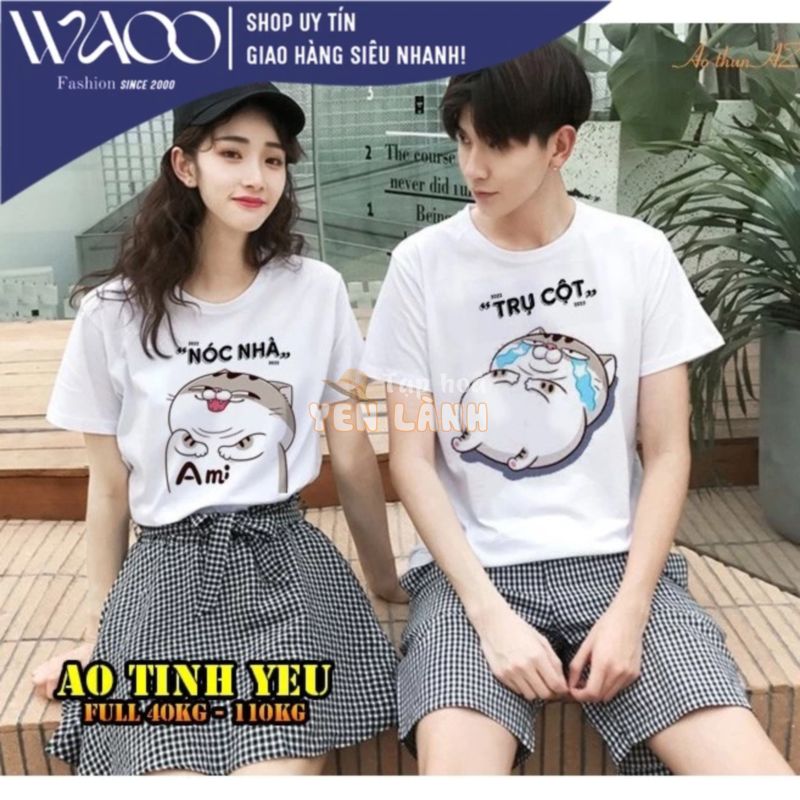 Áo đôi áo cặp Nam nữ Vải Cotton mịn ATTY01 Có Bigsize Từ S đến 8X (Lưu ý mua cặp đặt 2 áo ạ)