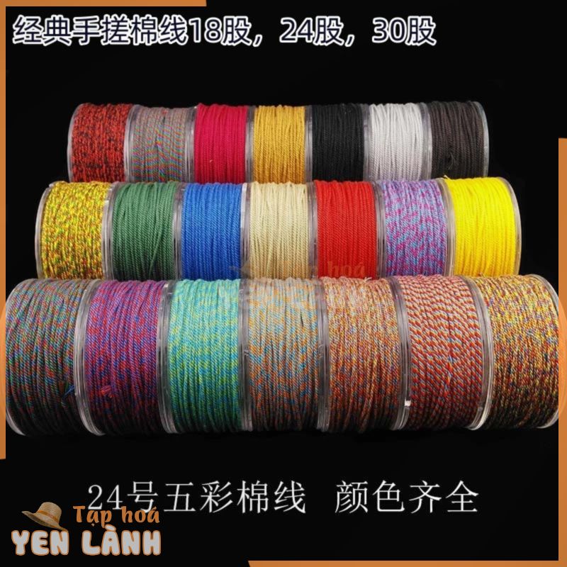 Cuộn Chỉ Cotton 18 Sợi Dày 30m 1.0mm 35 Màu Tự Làm Vòng Tay / Dây Chuyền Tiện Dụng