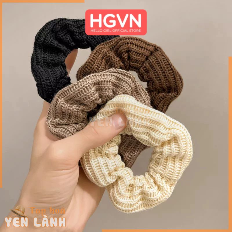 Dây Chun Thun Buộc Tóc Vòng Đeo Tay Vải Scrunchies Kiểu Len Đan HGVN Phong Cách Hàn Quốc Ngọt Ngào Dành Bạn Nữ