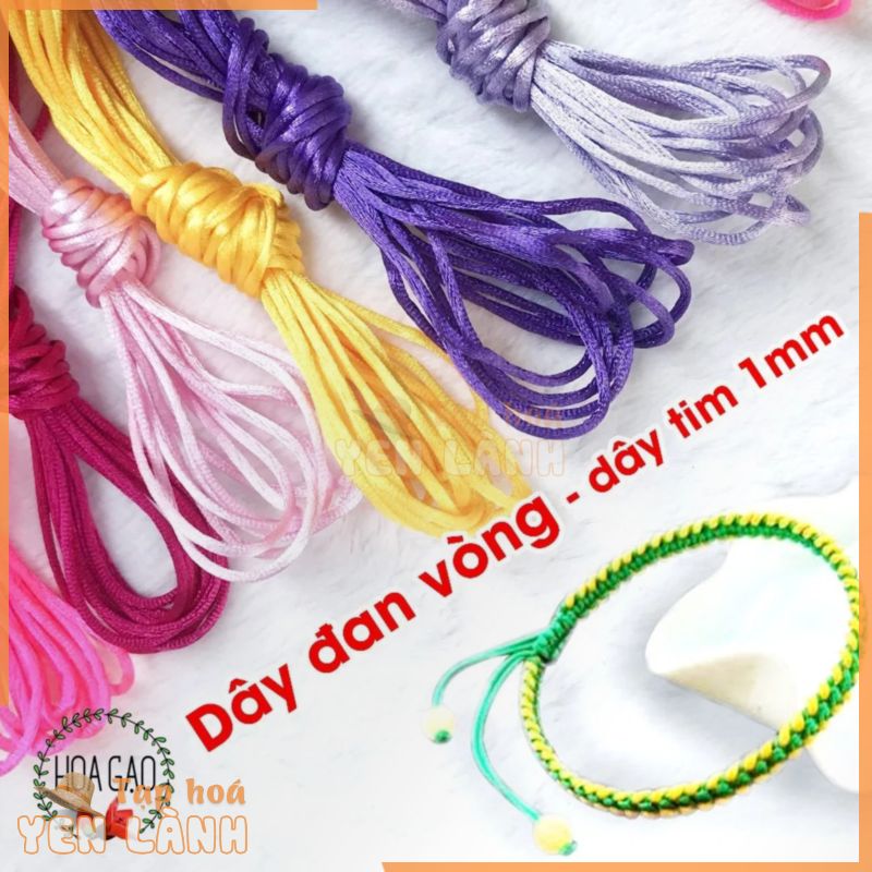 Dây đan vòng tay 5m dây tim 1mm HOA GẠO dây thắt vòng tay dây làm vòng handmade dây xỏ chuỗi dây thắt vòng