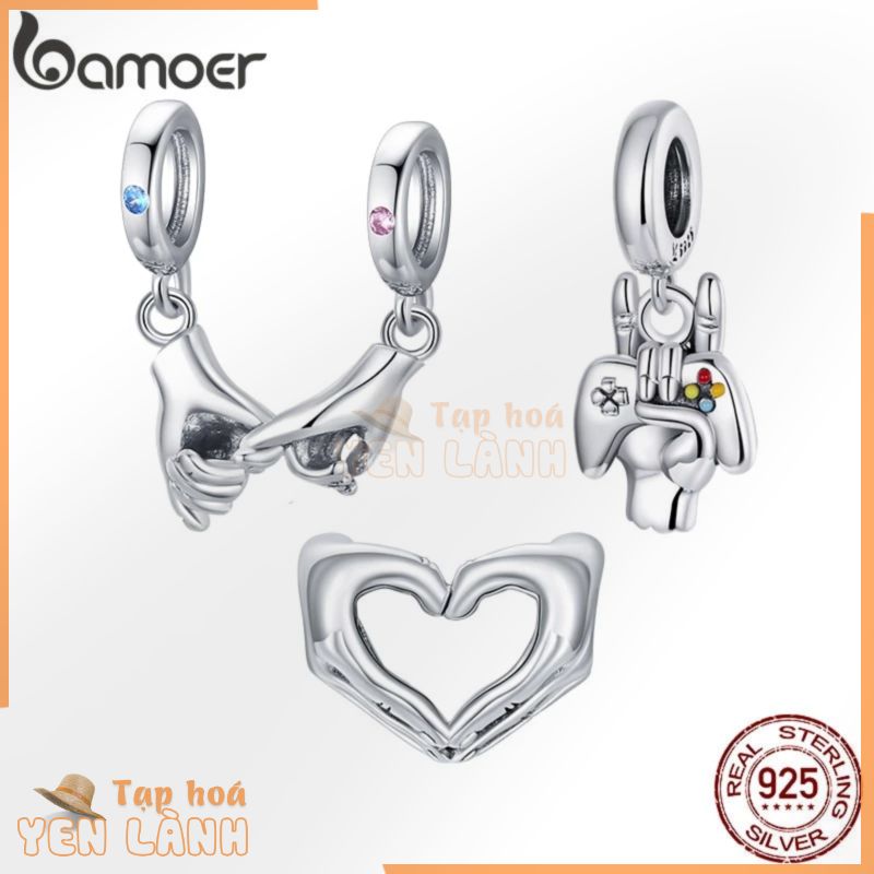 Hạt Charm Bamoer BSC505 Mẫu Tay Nắm Tay Bằng Bạc 925 Dùng Để Tự Làm Vòng Tay/Dây Chuyền