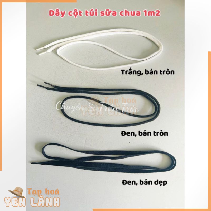 1 sợi Dây cột túi sữa chua, dây giày, dây cột túi không cần dùng thun dài 1 mét 2, dây buộc túi sữa chua