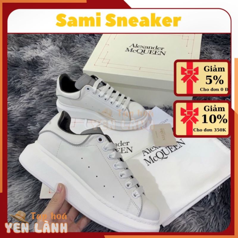 Giày Mc Queen phản quang Dây Lụa, MCQ Trắng phản quang Chuẩn 1.1, Sneaker Nam Nữ Full Box Bill