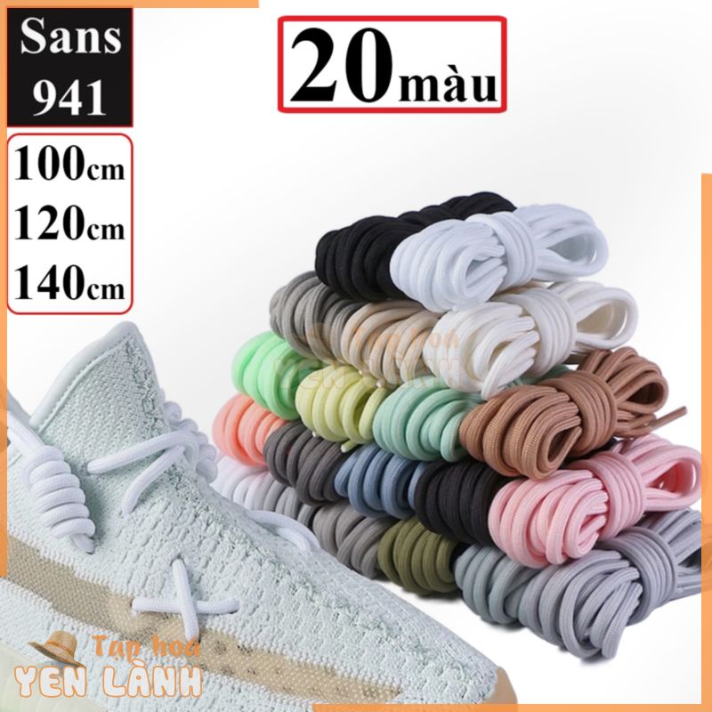 Dây giày tròn to 5mm nhiều màu đủ size Sans941 dài 100cm 120cm 140cm thể thao sneaker nam nữ trơn shoelaces đen be trắng