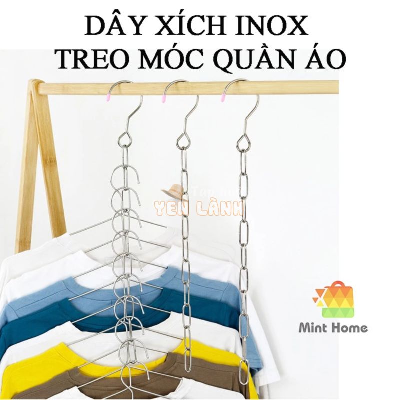 Dây xích inox treo móc quần áo, đồ đa năng thông minh giúp tiết kiệm 90% diện tích tủ C _X35