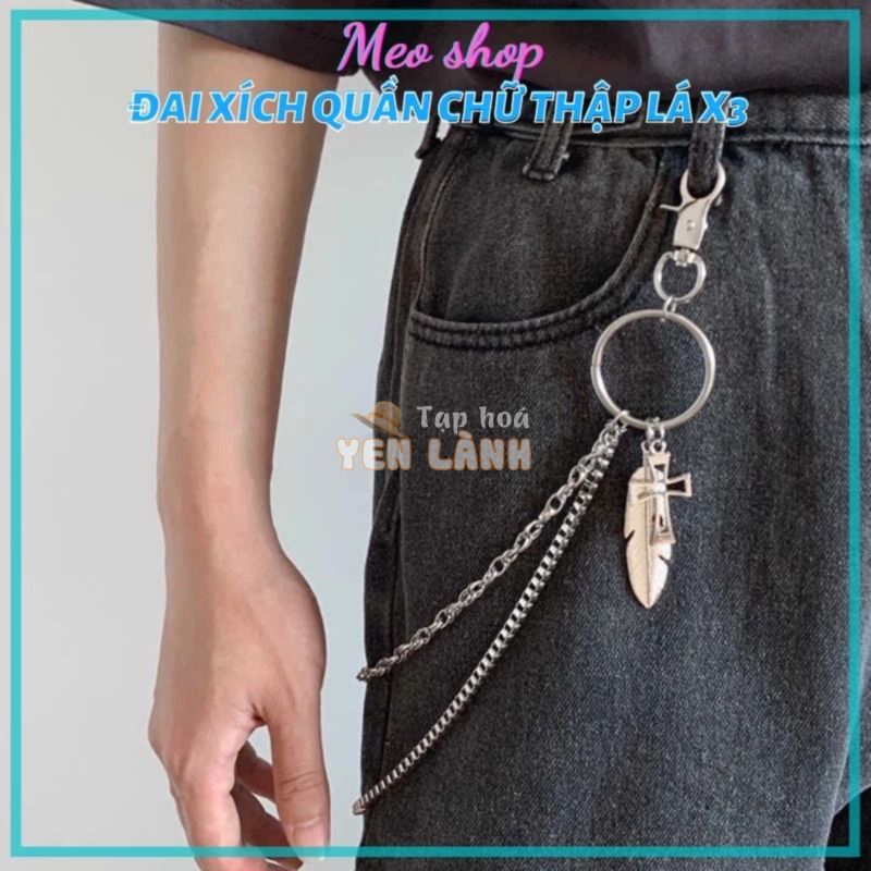 Dây Xích Treo Quần Phối Thắt Lưng cá tính Chiếc Lá Chữ Thập Xích 3 – Thắt lưng xích phong cách hiphop Meo shop