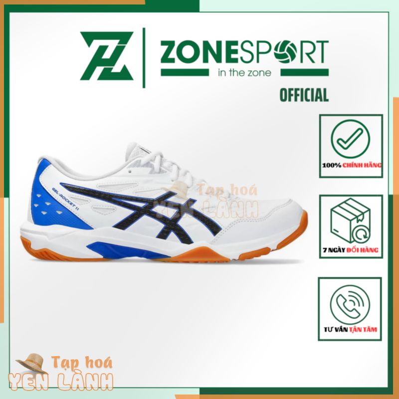 Giày Asics Gel Rocket Trắng Gót Xanh – Giày Bóng Chuyền, Cầu Lông, Tennis cổ thấp đế đệm êm đàn hồi