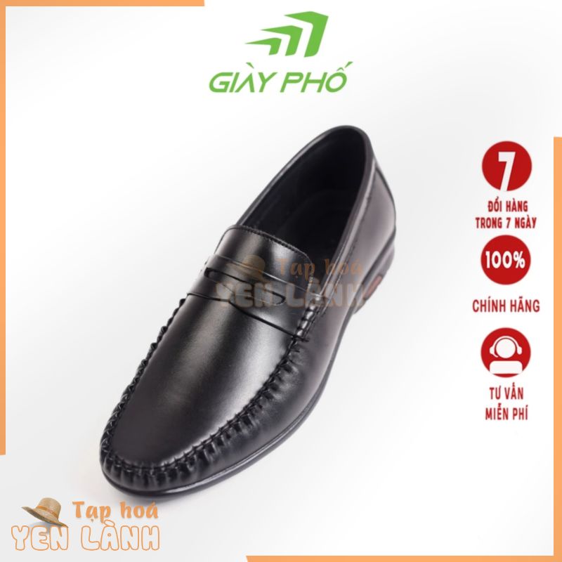 Giày Loafer Công Sở Da Thật 2023 Màu Đen Giầy Phố, Đế Cao Su Êm Chống Trơn Trượt, Bảo Hành 12 Tháng