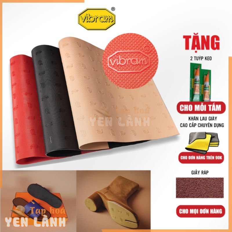 Vibram-Tấm cao su cao cấp dán đế giày nam,nữ giảm tiếng kêu, chống trơn trượt bản to 30x40cm -Tặng kèm keo dán giày/dép