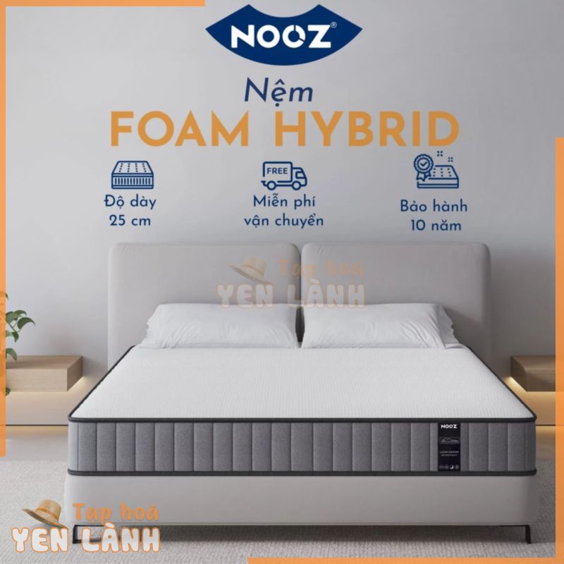 Nệm Foam Hybrid 25cm NOOZ Home Goods Mattress đệm gồm lò xo túi độc lập cùng 2 tầng cao su non