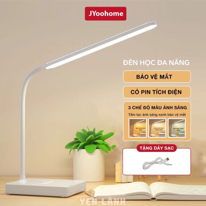 Đèn Học LED JYoohome Để Bàn Làm Việc Đọc Sách Pin Tích Điện Chống Cận Thị 3 Màu Ánh Sáng Cảm Ứng Thông Minh