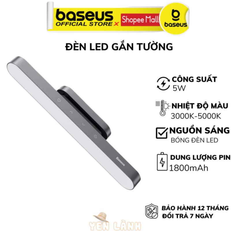 Đèn LED từ tính gắn tường Baseus Đèn dưới có đế nam châm dành để bàn học, phòng ngủ, nhà bếp, ký túc xá