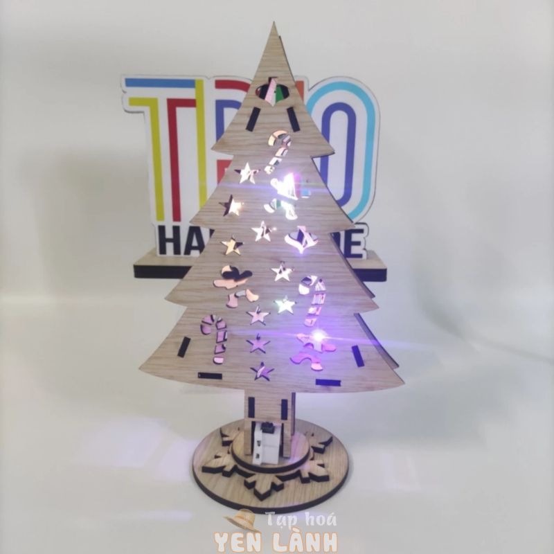 Cây Thông Noel Có Đèn Dùng Làm Để Bàn Hay Decor Trang Trí Có Kèm Đèn Ba Chế Độ.