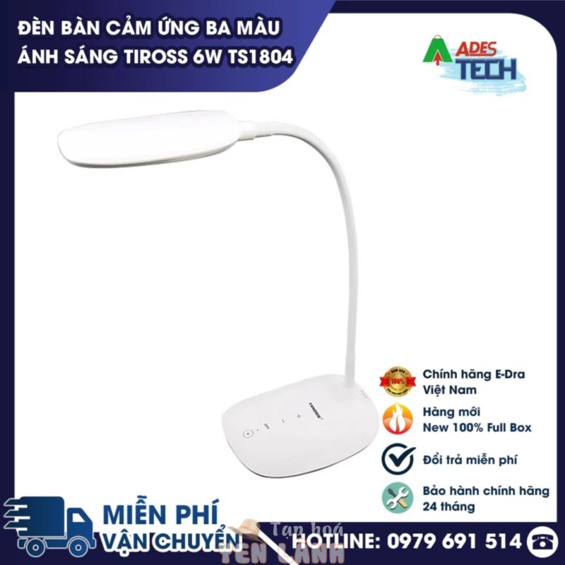 [HÀNG CHÍNH HÃNG] Đèn bàn cảm ứng ba màu ánh sáng Tiross 6W TS1804 | Đèn bàn LED chống cận