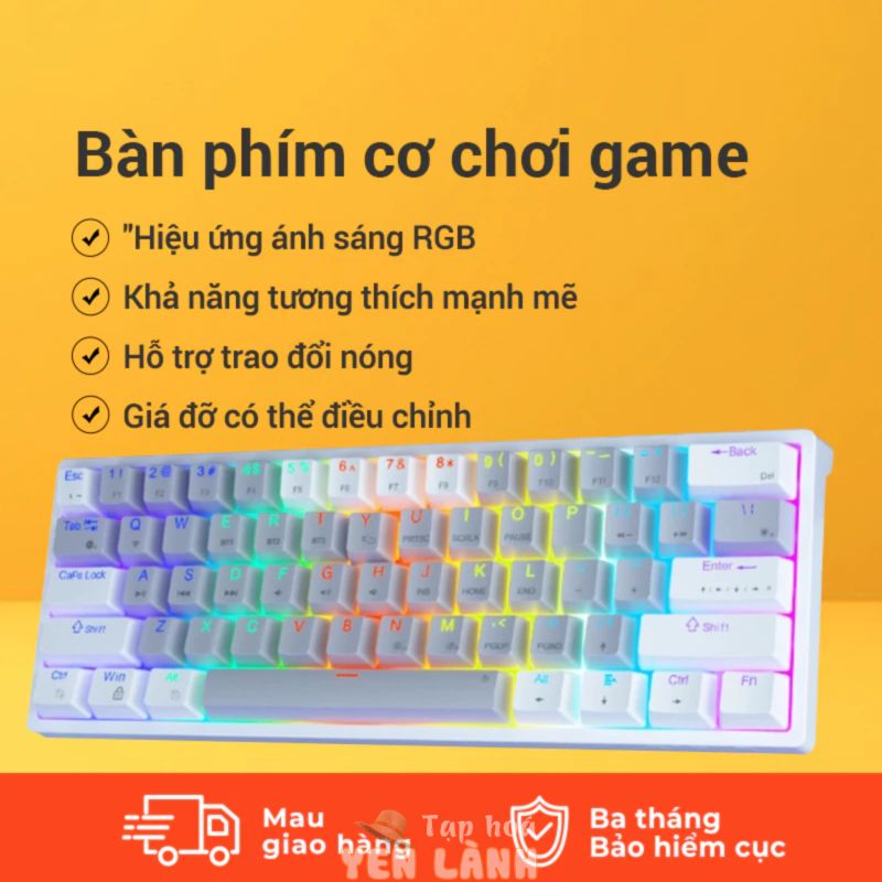 Bàn phím cơ chơi game F3261 Công tắc có thể tráo đổi nhanh đèn LED 61 phím cho hệ thống MAC/Windows