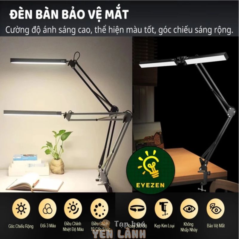 Kẹp Kim Loại  Đèn bàn học làm việc EYEZEN đọc sách chống cận kẹp bàn Pixar, bóng LED đổi màu Chính hãng