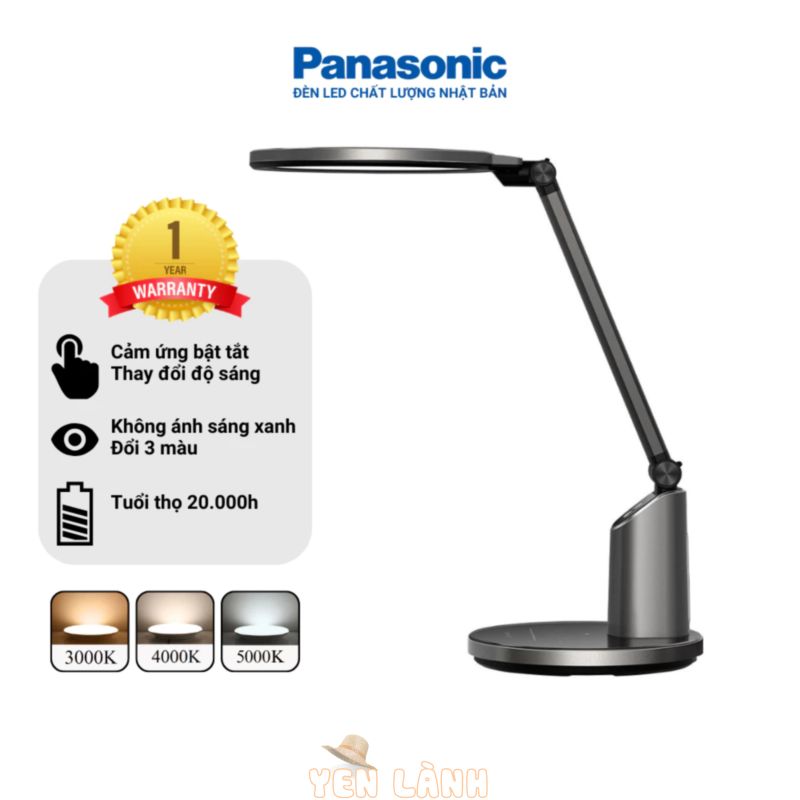 Đèn Để Bàn Panasonic HHGLT063319 cao cấp, sáng dịu êm, nút chạm cảm ứng, trục đèn xoay gập thông minh