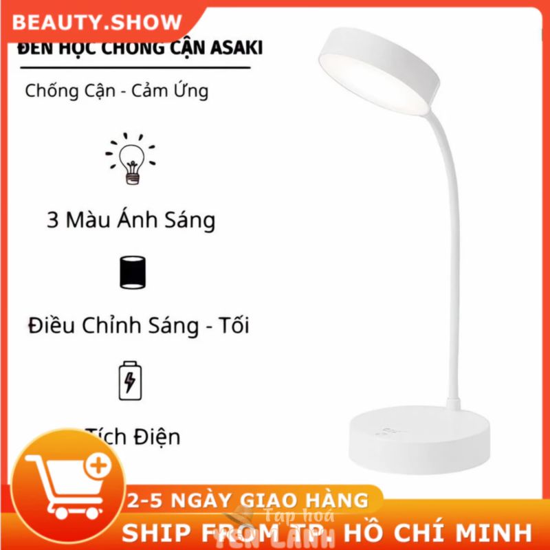 Đèn Học Mini Chống Cận Asaki Để Bàn Cảm Ứng Tích Điện Thông Minh