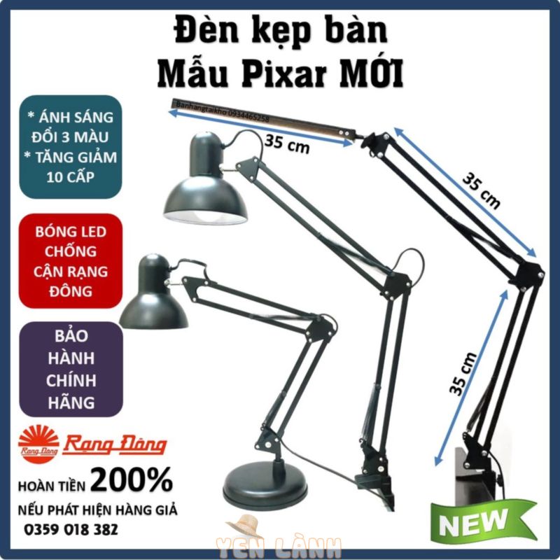 Đèn bàn học làm việc đọc sách chống cận kẹp bàn Pixar, bóng LED đổi màu Rạng Đông Điện Quang Chính hãng