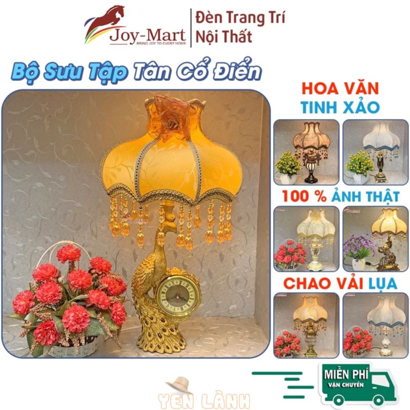 11 Đèn Để Bàn Tân Cổ Điển Trang Trí Phòng Ngủ Quý Phái Sang Trọng JOYMART Đèn Bàn Phòng Khách Chao Vải Cao Cấp