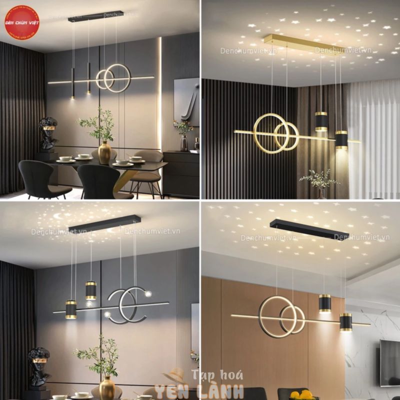 Đèn thả bàn ăn, quầy bar đèn Led 3 chế độ màu – đèn chùm decor nghệ thuật đơn giản hiện đại