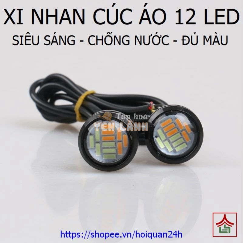 [1 Chiếc] Đèn Xi Nhan Cúc Áo 12 Led Cao Cấp Siêu Sáng Vỏ Nhôm Đủ Màu Cực Đẹp