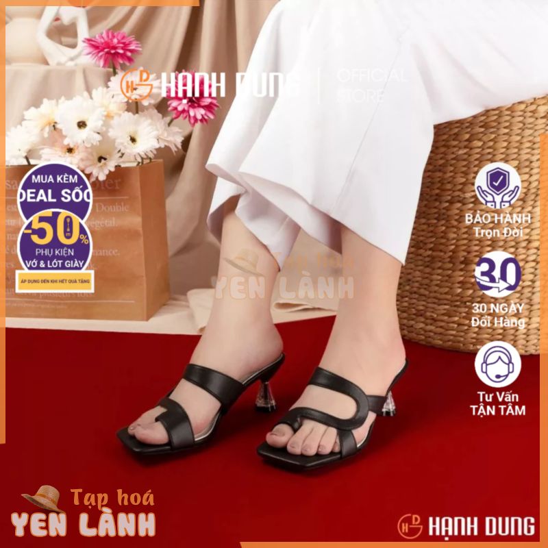 [HCM] Dép Cao Gót Hạnh Dung HD27221BI ( Màu Đen – Kem )