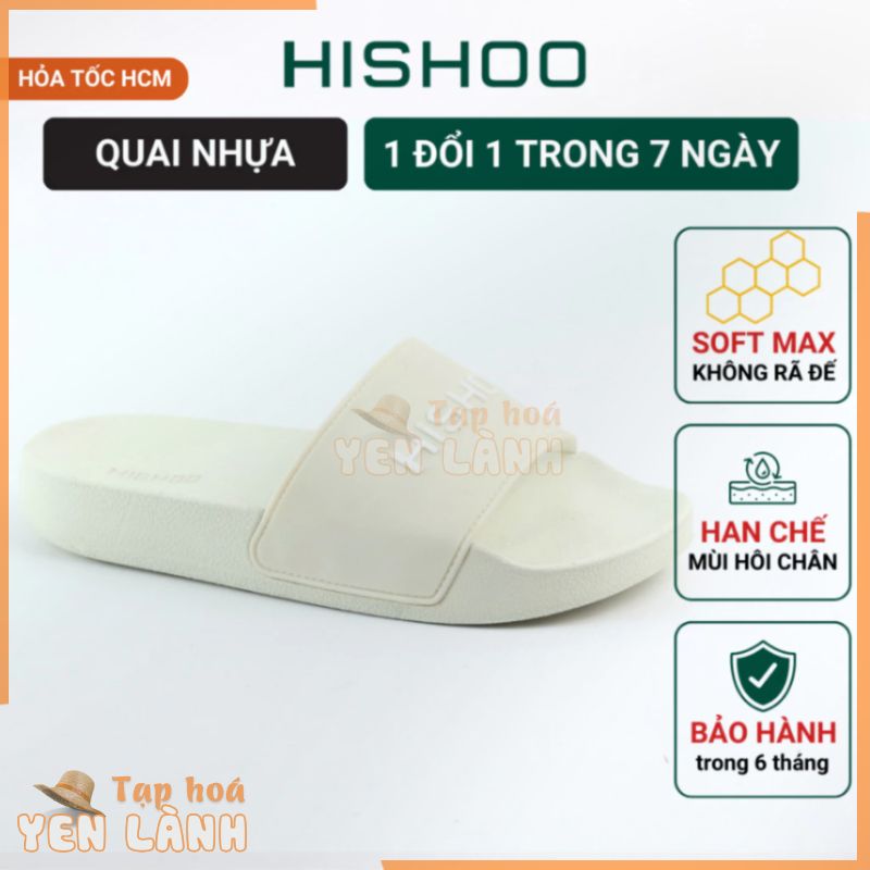 Dép cao su quai ngang slipper quai nhựa KEM +ĐEN trẻ em cao cấp nam, nữ HISHOO siêu nhẹ thời trang size 36 – 46 N333