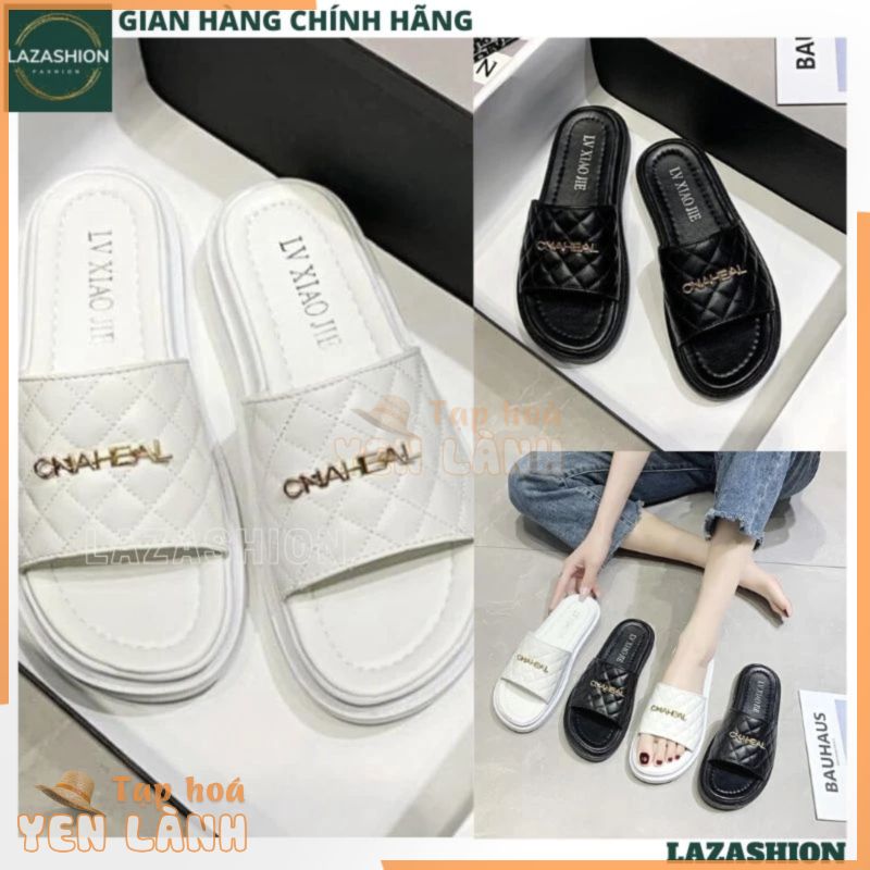 Dép lê trần trám tag chanel 2 màu đen trắng, dép bánh mỳ độn đế 3p siêu đẹp hàng thời trang nữ siêu đẹp siêu hot – LAZA