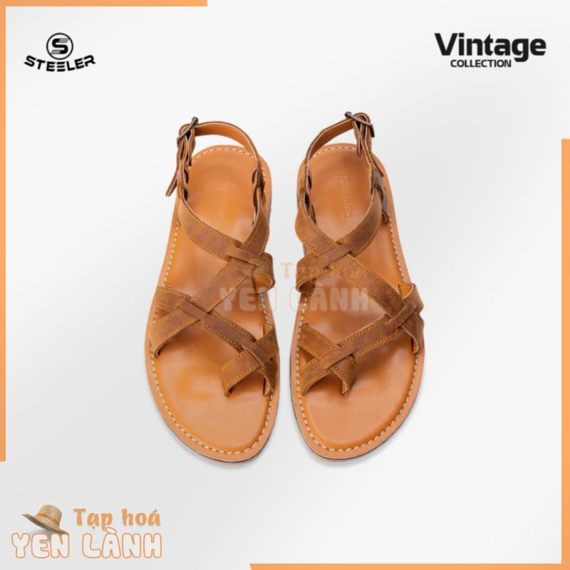 Dép Sandal Chiến Binh Nam Exi Unisex Da Bò Nâu Sáp Đế 2 Lớp Cao Su Chống Trơn Trượt – Thương Hiệu Steeler