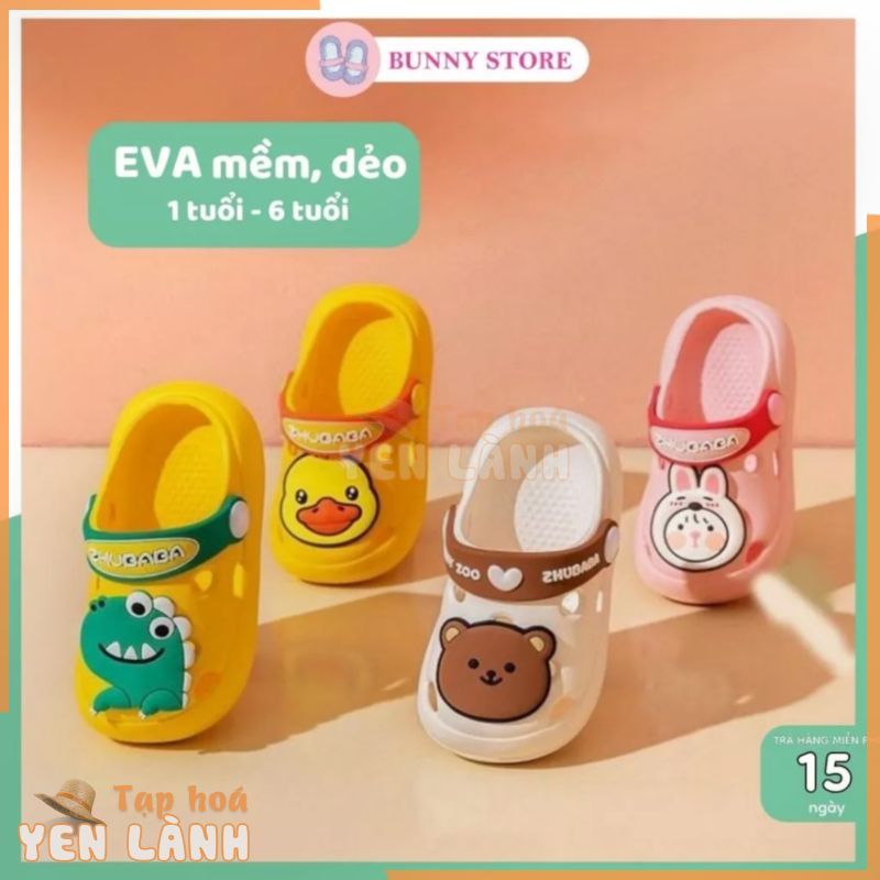 Dép sục cho bé gái bé trai gấu dâu Bunny store, cross phù hợp cho bé từ 1 đến 6 tuổi đế mềm chống trơn trượt BN20