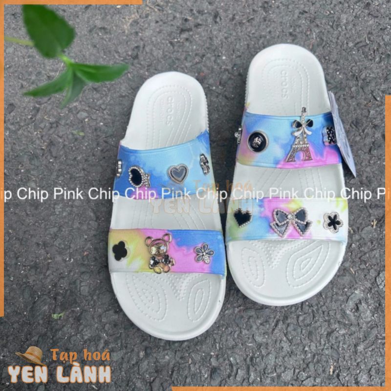 Sandal classic – dép hai quai loang đế cao 2cm –  tặng 14 jibbitz ngẫu nhiên