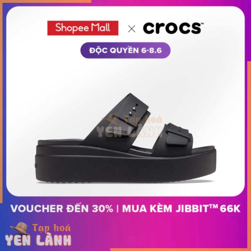 Dép Xăng Đan Đế Xuồng Nữ Crocs Brooklyn Buckle – Black