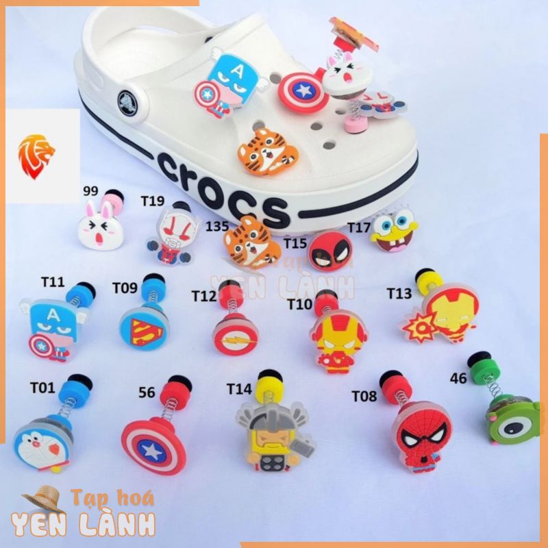 jibbitz gắn dép crocs có đèn sticker lò xo dán dép bánh mì  rẻ nhất đủ loại siêu xinh đẹp cute JBCROCS