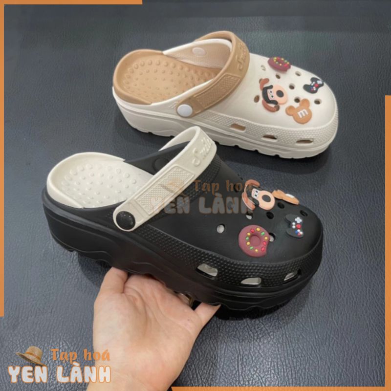 Dép Cross Đế Cao 4,5cm Dáng Đẹp Hình Cún, Baby 3 Màu Kem, Hồng, Đen size 36-39