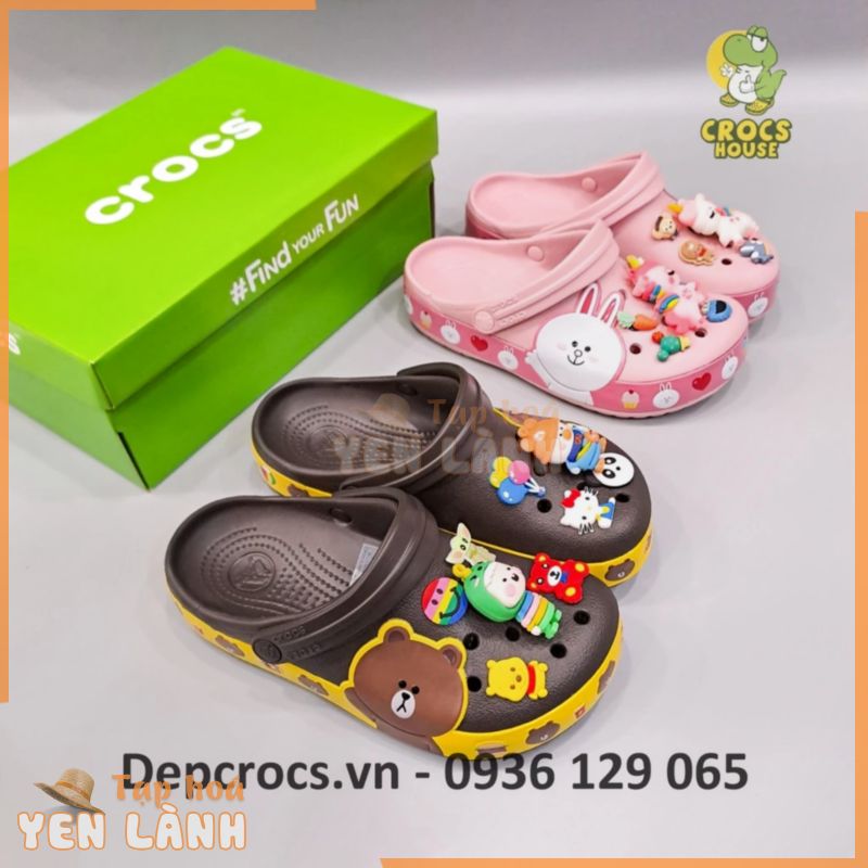 Dép sục crocs band linefriend nam nữ, dép crocband thỏ gấu vịt – Nhà Cá Sấu Đà Nẵng